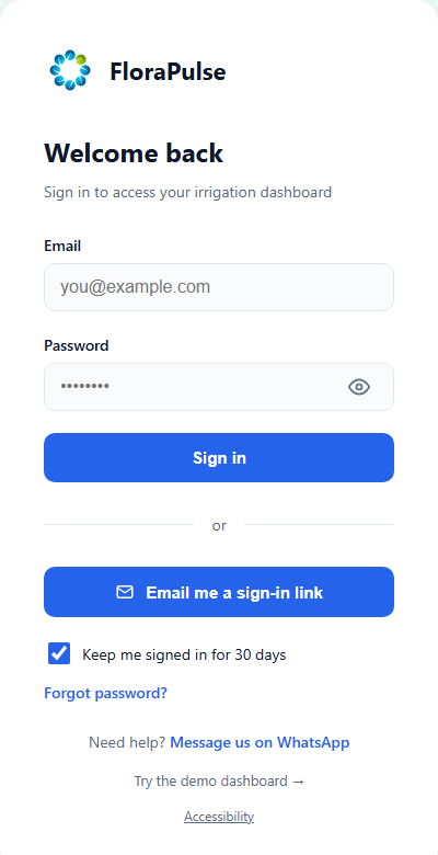 The sign-in screen