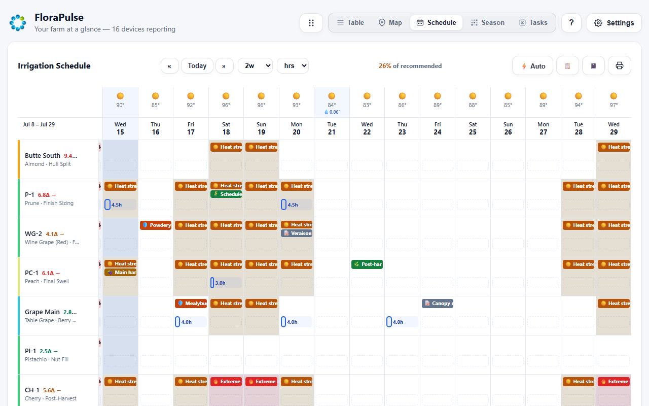 The Schedule view