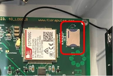 The SIM card holder on the cellular module