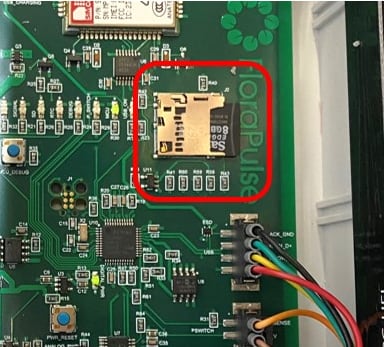The SD card slot on the board